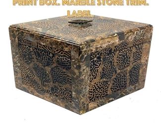 Lot 1365 MAITLAND SMITH Animal Print Box. Marble Stone Trim. Label. 