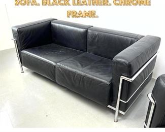 Lot 1377 Le Corbusier LC3 style Sofa. Black Leather. Chrome Frame.