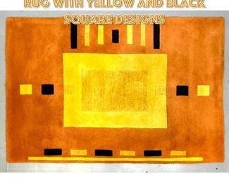 Lot 1380 5 x 7 10 Modernist Orange rug with yellow and black square designs