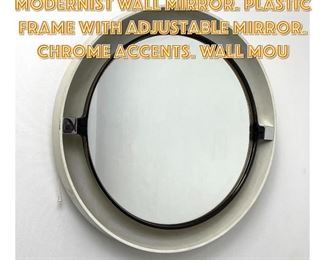 Lot 1401 CHARLES WAGNER Modernist Wall Mirror. Plastic Frame with Adjustable Mirror. Chrome Accents. Wall Mou
