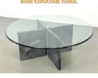 Lot 1402 Italian Glass Top Marble Base Cocktail Table. 