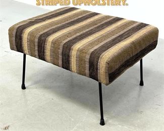 Lot 1420 Hairpin Iron Bench Stool. Striped upholstery. 