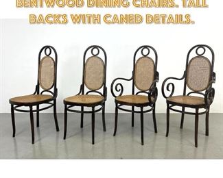 Lot 1425 Set 4 Thonet style Bentwood Dining Chairs. Tall Backs with caned details. 