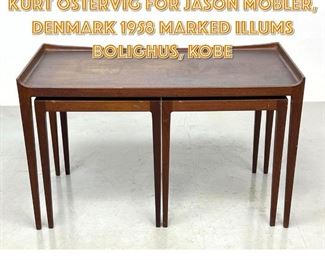 Lot 1441 3pc Teak nesting tables by Kurt Ostervig for Jason Mobler, Denmark 1958 Marked Illums Bolighus, Kobe