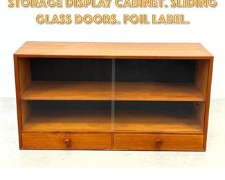 Lot 1445 HUGO TROEDS Modern Storage Display Cabinet. Sliding Glass Doors. Foil label.