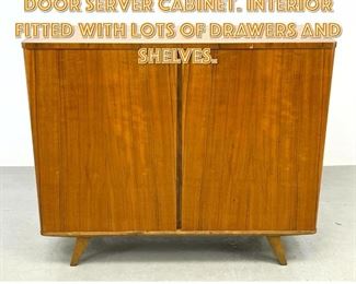 Lot 1454 Mid Century Modern Two Door Server Cabinet. Interior fitted with lots of drawers and shelves. 