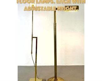 Lot 1475 2pc Brass Modernist Floor Lamps. Each with adjustable Height. 