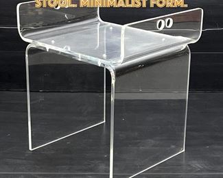 Lot 1478 Clear Lucite Vanity Bench Stool. Minimalist Form.
