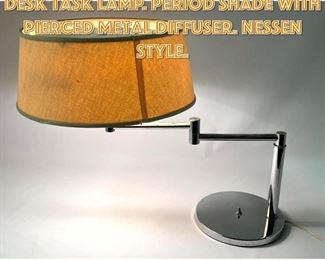 Lot 1479 Modernist Extension Arm Desk Task Lamp. Period Shade with pierced metal diffuser. Nessen Style. 