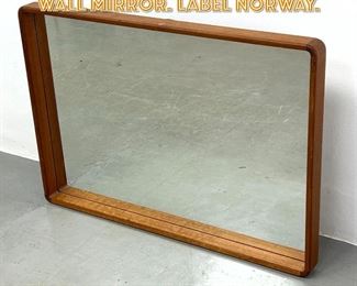 Lot 1482 WESTNOFA Modern Teak Wall Mirror. Label Norway. 