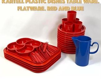Lot 1486 Collection of DANSK and KARTELL Plastic Dishes Table Ware. Flatware. Red and Blue