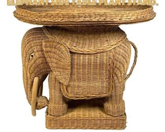 Lot 1495 Woven Rattan Figural elephant Side Table Plant Stand. 