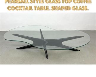 Lot 1499 Large Ebonized ADRIAN PEARSALL Style Glass Top Coffee Cocktail Table. Shaped glass. 