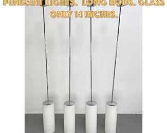 Lot 1503 Set of 4 Chrome and Glass Pendant Lights. Long rods. Glass only 14 inches. 