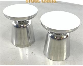 Lot 1516 Pair Aluminum Round Top Stool Tables. 