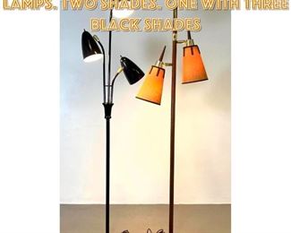 Lot 1521 2pc Modernist Floor Lamps. Two Shades. One with Three Black Shades