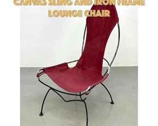 Lot 1523 Tony Paul High back Canvas Sling and Iron Frame Lounge Chair