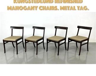 Lot 1525 Set 4 Ole Wanscher for Kungstedlund refinished mahogany chairs. Metal tag. 
