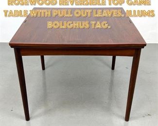 Lot 1533 Poul Hundevad Danish Rosewood Reversible Top Game Table with Pull Out Leaves. ILLUMS BOLIGHUS Tag.