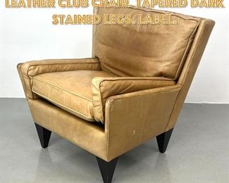 Lot 1535 SHERRILL Precedent Leather Club Chair. Tapered dark stained legs. Label. 