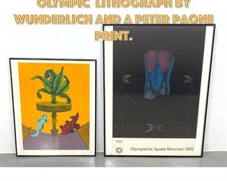 Lot 1561 2 Poster prints. 1972 Olympic lithograph by Wunderlich and A Peter Paone Print. 