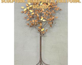 Lot 1573 C Jere copper wall sculpture. Mixed Metal Tree Form. Signed. 