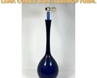Lot 1586 Italian style glass table lamp. Cobalt Blue Teardrop form. 