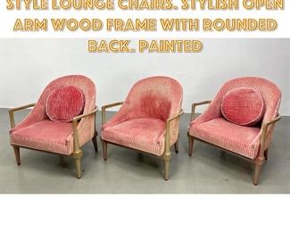 Lot 1592 Set 3 Robsjohn Gibbings style Lounge Chairs. Stylish Open arm wood frame with rounded back. Painted 