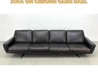 Lot 1597 Danish Modern Leather Sofa on Chrome Glide Base. 
