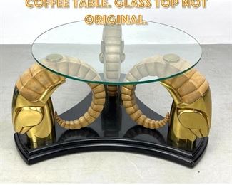 Lot 1605 Drexel Heritage Ram Head Coffee Table. glass top not original. 