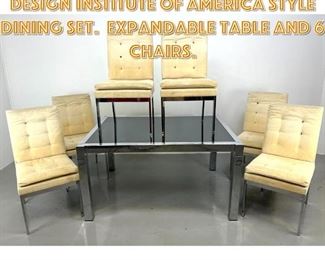 Lot 1624 Mid Century Modern DESIGN INSTITUTE of AMERICA Style Dining Set. Expandable table and 6 chairs. 