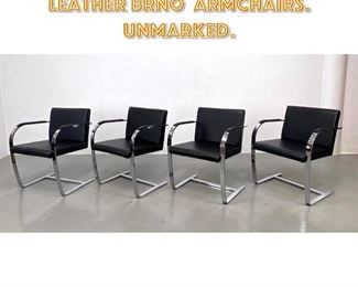 Lot 1633 4 Chrome Flat Bar and Leather Brno Armchairs. Unmarked.