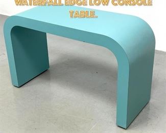 Lot 1637 Turquoise Formica Waterfall Edge Low Console Table. 