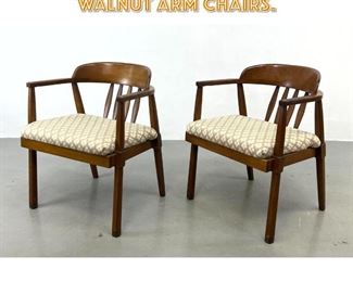 Lot 1640 Pair American Modern Walnut Arm Chairs. 