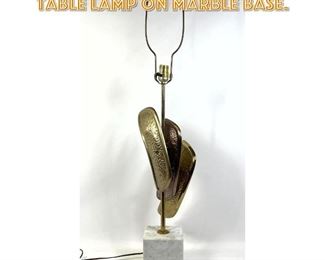 Lot 1642 Laurel brass three panel table lamp on marble base. 