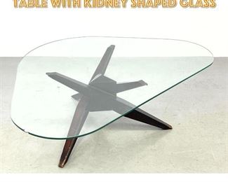 Lot 1647 Mid Century Modern Jack table with Kidney shaped glass