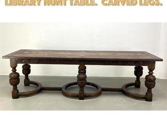 Lot 1665 Massive Antique Gothic Library Hunt Table. Carved Legs.