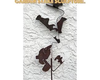 Lot 1673 Chris Hilty Brutalist Iron Garden Stake Sculpture. 