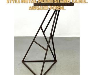 Lot 1675 Industrial Architectural Style Metal Plant Stand Table. Angled form. 
