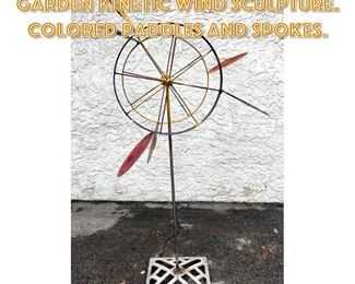 Lot 1684 Chris Hiltey Outdoor Garden Kinetic Wind Sculpture. Colored Paddles and spokes. 