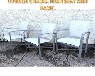 Lot 1697 set 3 outdoor Patio Lounge Chairs. Mesh seat and back. 