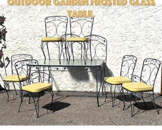 Lot 1700 7 pc Iron Dining set. Patio Outdoor Garden Frosted glass table. 
