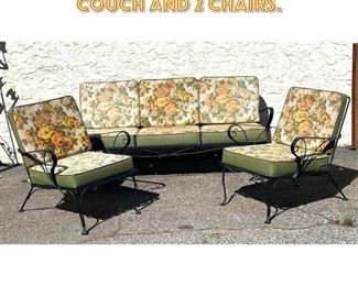Lot 1703 3pc iron Porch Patio Set. Couch and 2 chairs. 