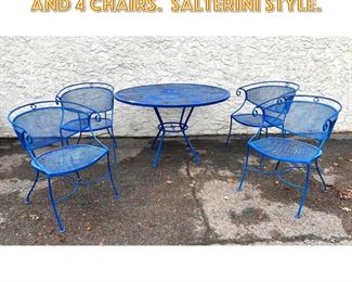 Lot 1704 5pcs Iron Patio Set. Table and 4 Chairs. Salterini Style. 