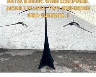 Lot 1715 Large B.Mc Signed Black Metal Kinetic Wind Sculpture. Mobile Stabile. Two suspended bird elements. I