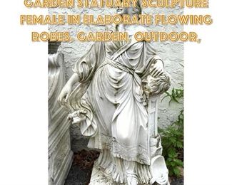 Lot 1719 Antique Carved Marble Garden Statuary Sculpture Female in elaborate flowing robes. Garden, Outdoor, 