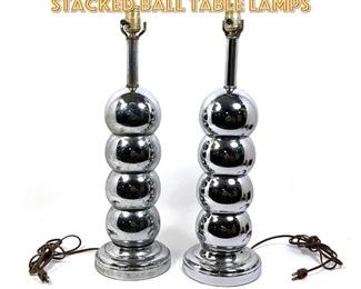 Lot 1722 Midcentury chrome stacked ball table lamps