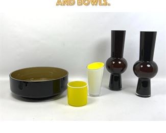 Lot 1727 5pc Art Glass Lot vases and bowls.
