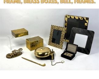 Lot 1743 metal ware lot. Bras frame, brass boxes, Bell, frames. 