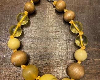 Yellow large beaded necklace $5. 